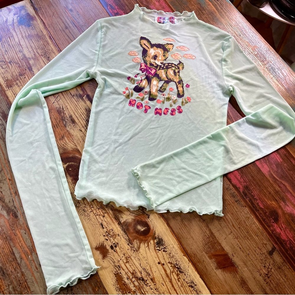 Urban Outfitters Green Long Sleeve Tee with Graphic Design